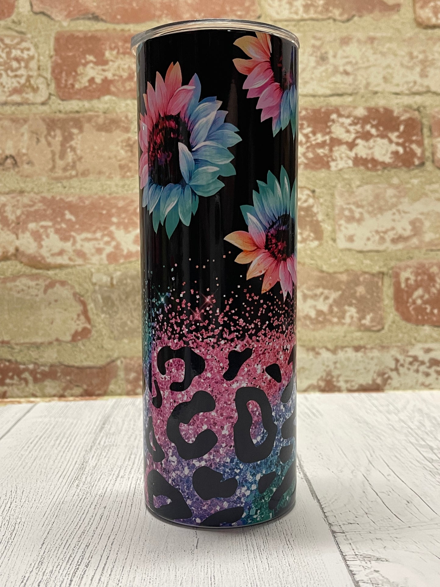 20oz Glitter Leopard Flower